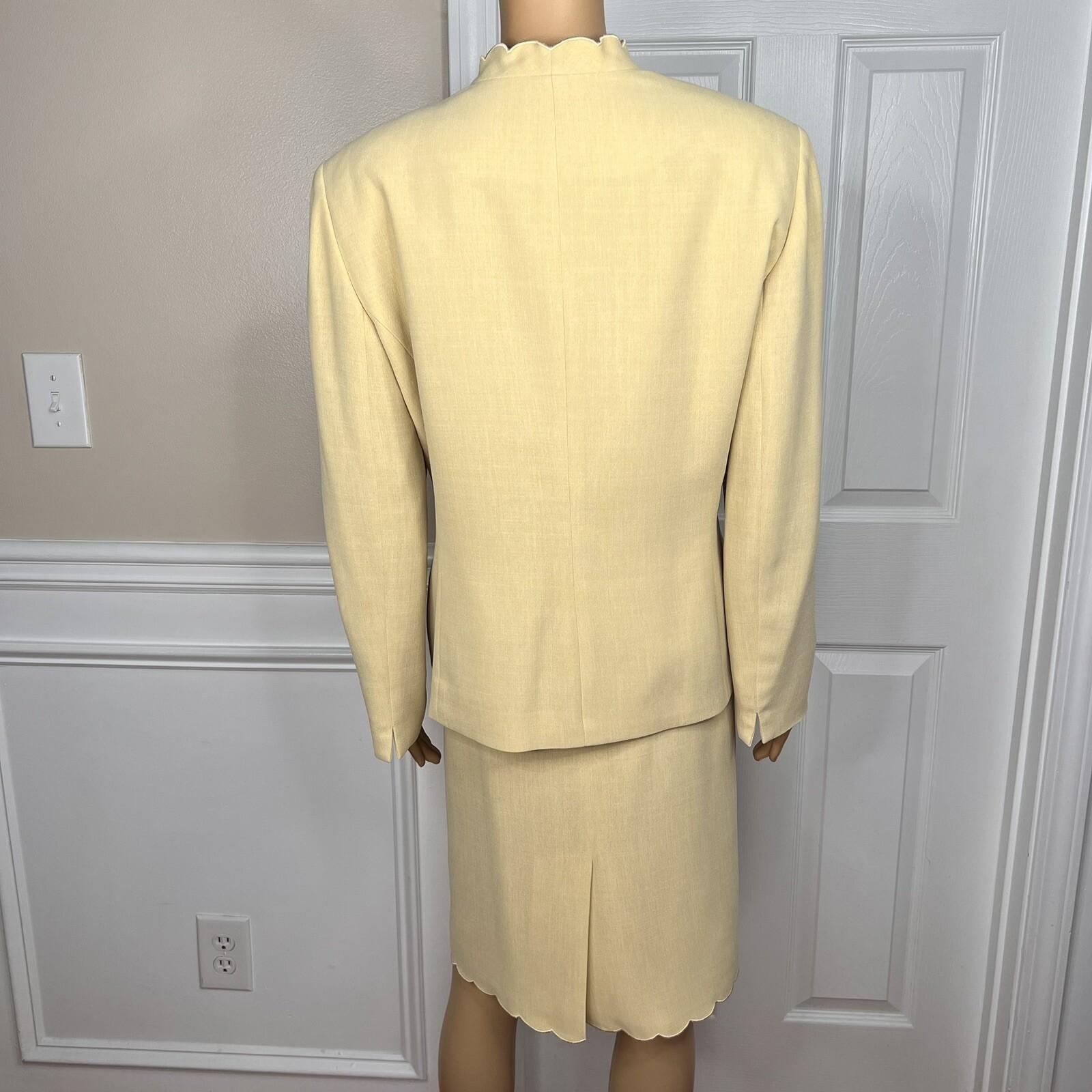 10-3593.jpg LE SUIT 3PC Butter Yellow Polyester Lined Cocktail Skirt Suit Size 16P