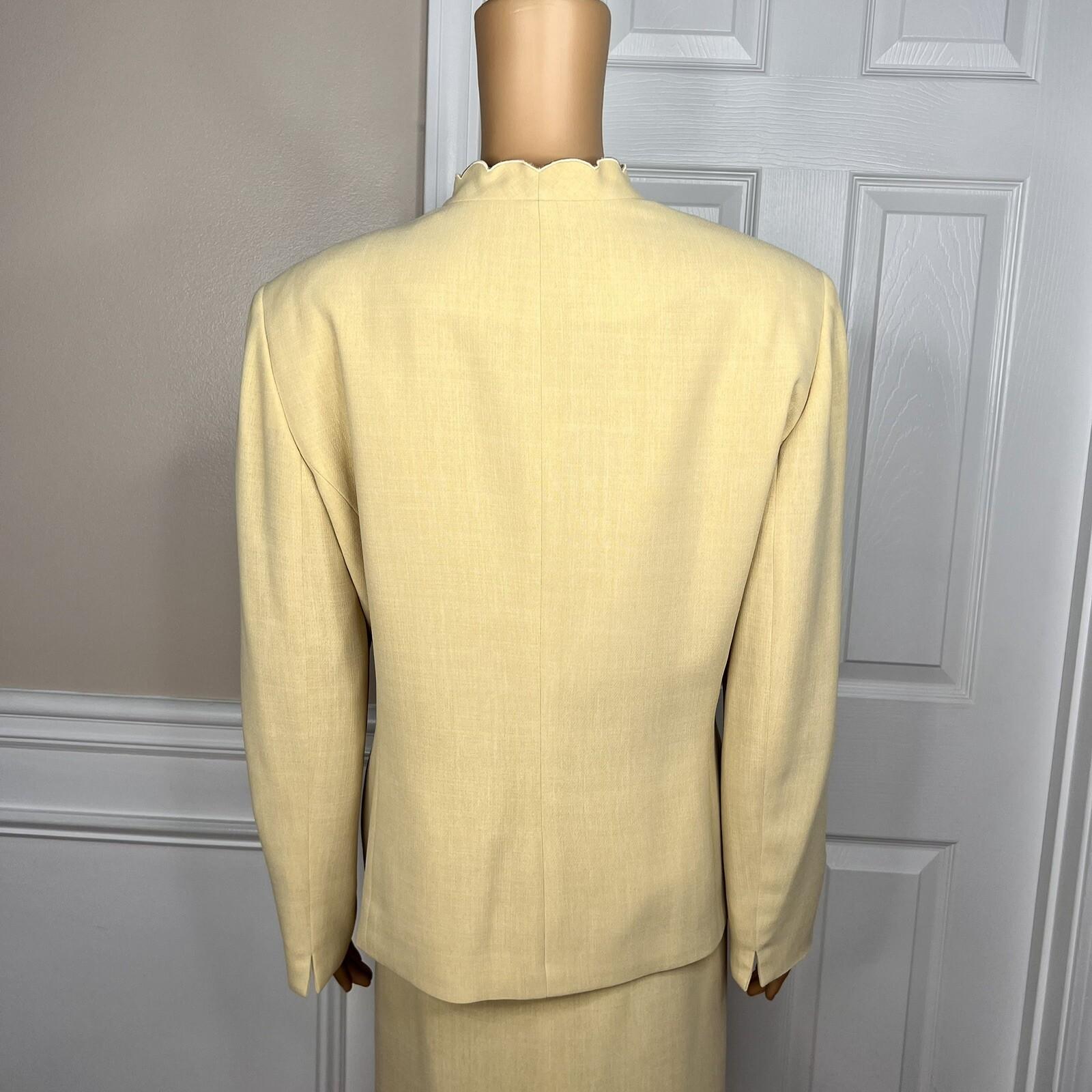 10-3594.jpg LE SUIT 3PC Butter Yellow Polyester Lined Cocktail Skirt Suit Size 16P