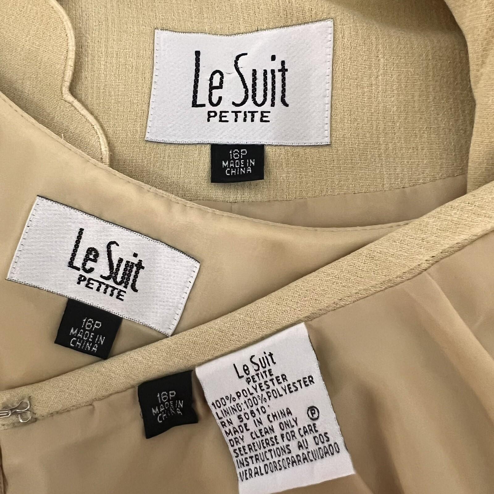 10-3596.jpg LE SUIT 3PC Butter Yellow Polyester Lined Cocktail Skirt Suit Size 16P