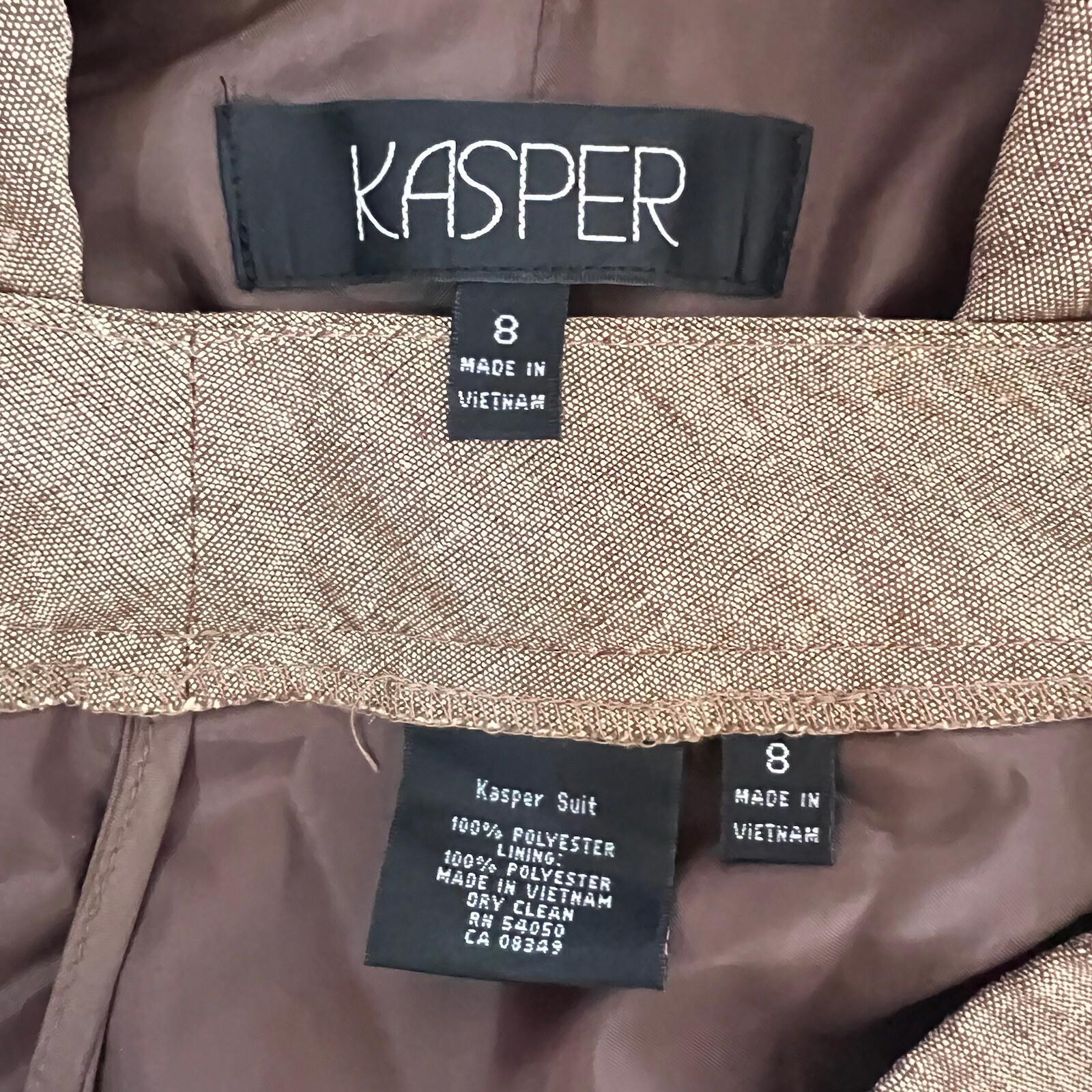KASPER Women 2PC Brown Polyester Lined Career Pant Suit Size 8