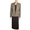 KASPER 3PC Brown Gold Beige Tweed Polyester Lined Cocktail Skirt Suit Top Size 6
