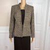 KASPER 3PC Brown Gold Beige Tweed Polyester Lined Cocktail Skirt Suit Top Size 6