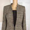 KASPER 3PC Brown Gold Beige Tweed Polyester Lined Cocktail Skirt Suit Top Size 6