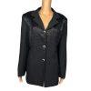 MOSHITA COUTURE Women 1PC Black Beaded Polyester Lined Blazer Size 16