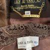 Lily &Taylor Sapphire Collection Metallic Lace Skirt Suit 22 Brown Open Front