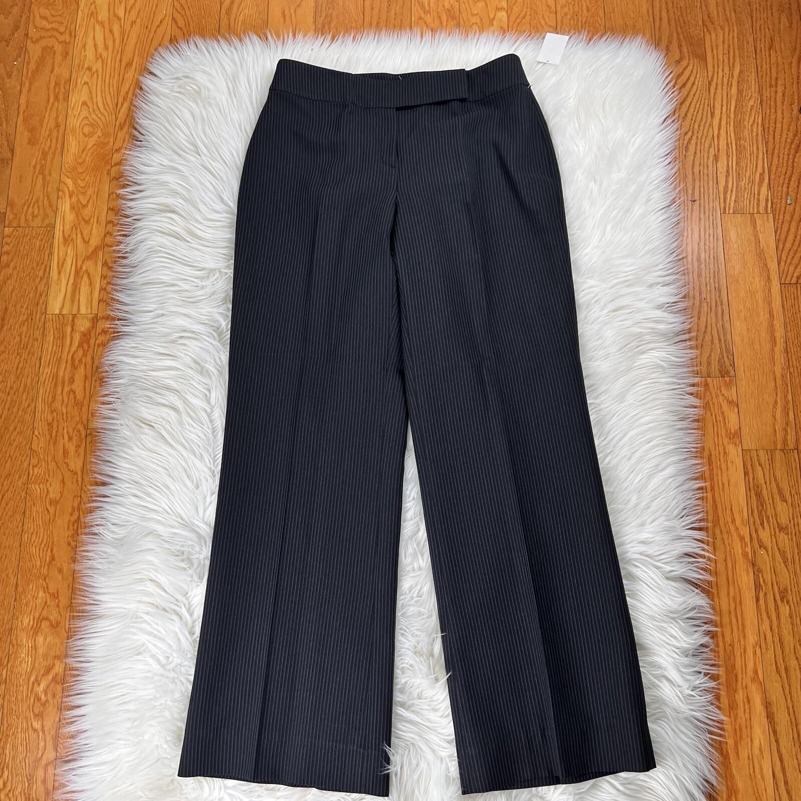 New EMILY 2PC Black Striped Polyester Viscose Stand Up Collar Pant Suit Size 8