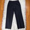New EMILY 2PC Black Striped Polyester Viscose Stand Up Collar Pant Suit Size 8