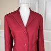 OSCAR DELLA RENTA Women Viscose Wool Stretch Lined Leather Trim Blazer Size 12