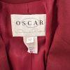 OSCAR DELLA RENTA Women Viscose Wool Stretch Lined Leather Trim Blazer Size 12