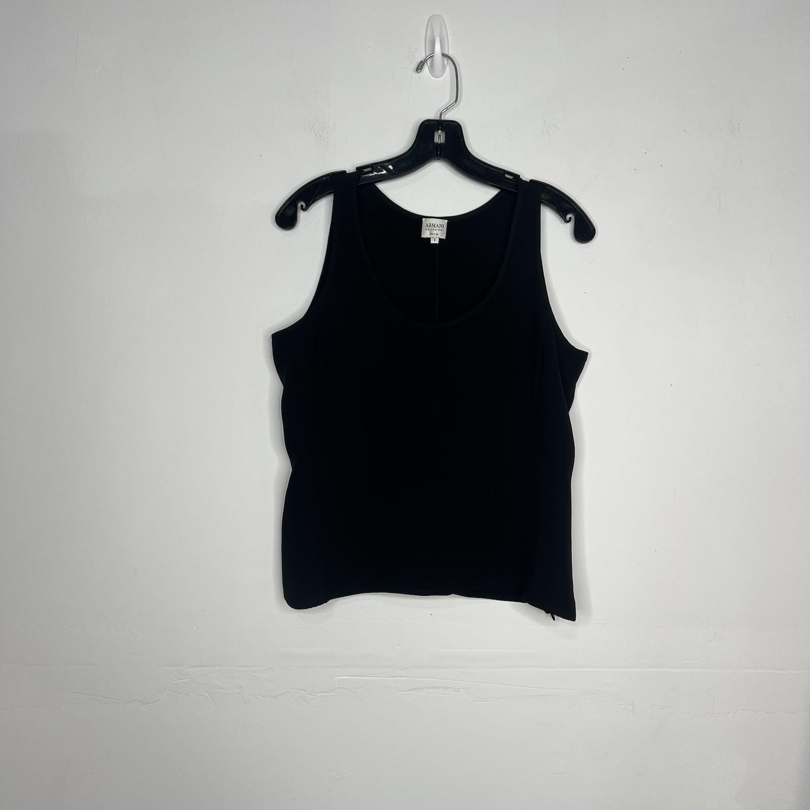 Armani Collezioni Women Silk Sleeveless Tank Top Blouse Size 10 Black Side Zip