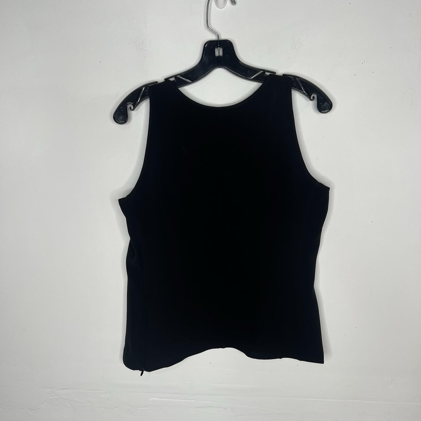 Armani Collezioni Women Silk Sleeveless Tank Top Blouse Size 10 Black Side Zip
