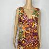 Ashro Polyester Maxi Dress Size M V Neck Sleeveless Floral Multicolor Layered