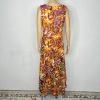 Ashro Polyester Maxi Dress Size M V Neck Sleeveless Floral Multicolor Layered