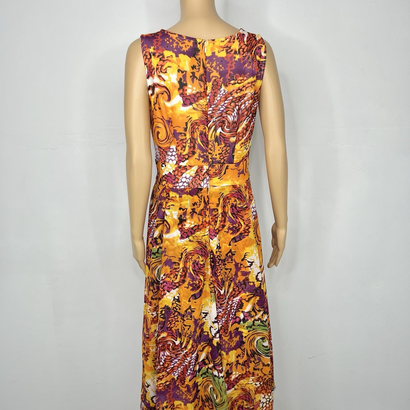 Ashro Polyester Maxi Dress Size M V Neck Sleeveless Floral Multicolor Layered