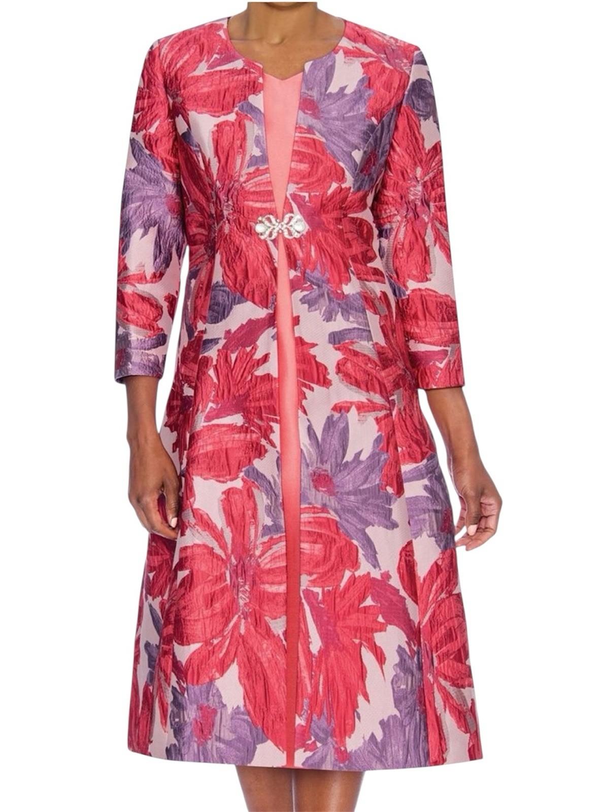 New Dorinda Clark Cole Dress Suit Coat Set 10 Violet Jacquard Rhinestone Party