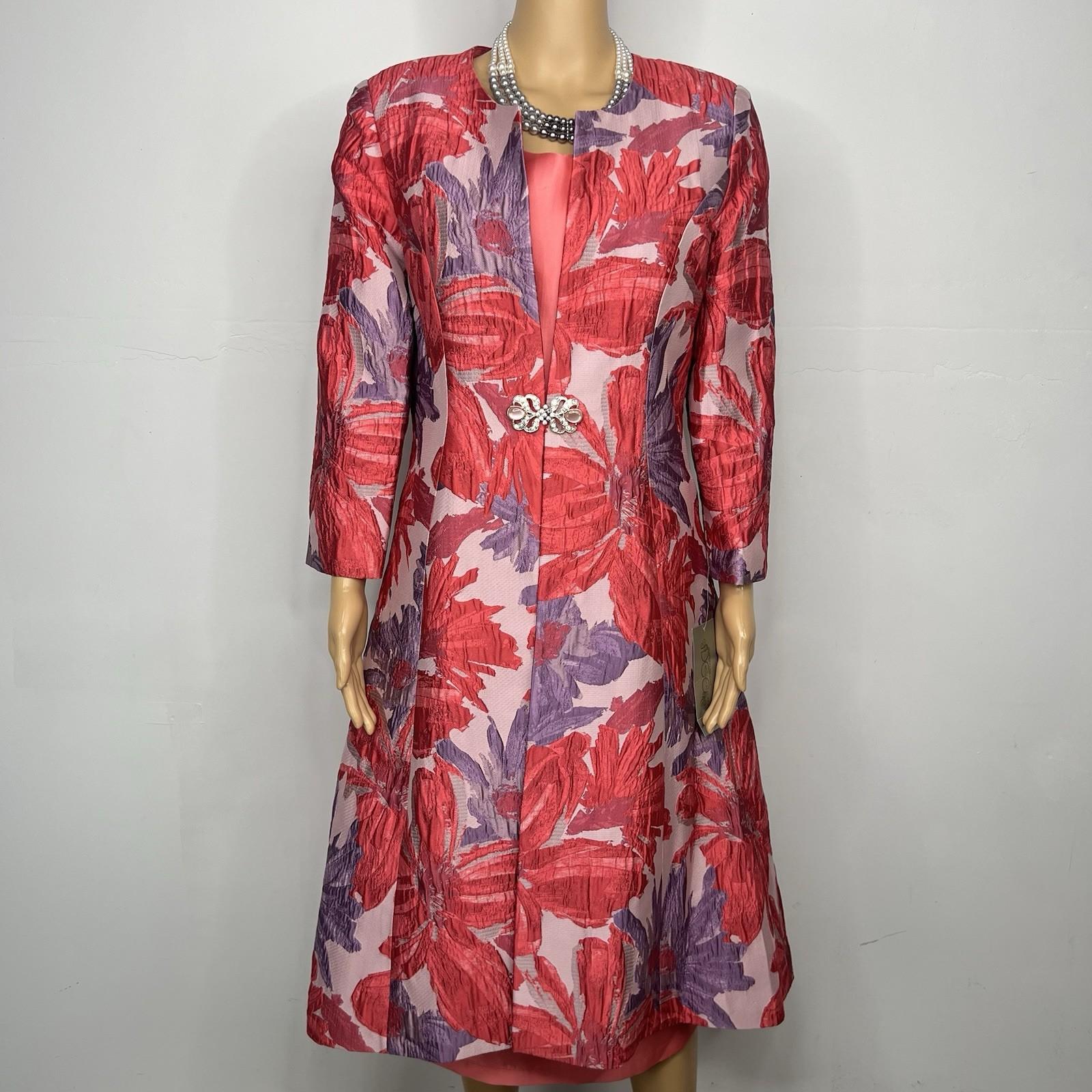 New Dorinda Clark Cole Dress Suit Coat Set 10 Violet Jacquard Rhinestone Party