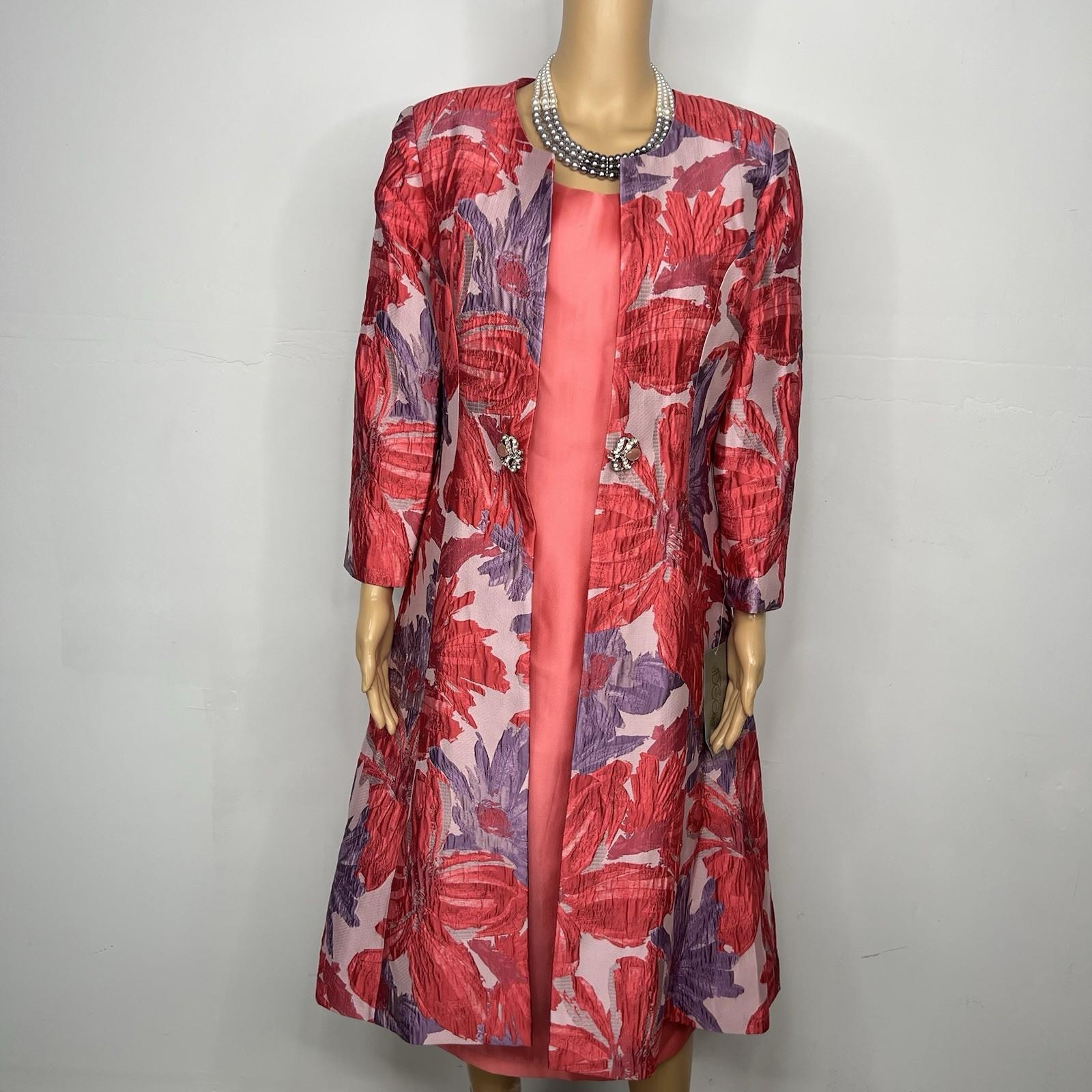 New Dorinda Clark Cole Dress Suit Coat Set 10 Violet Jacquard Rhinestone Party