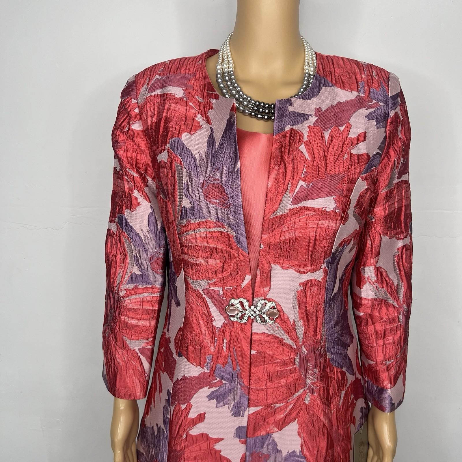 New Dorinda Clark Cole Dress Suit Coat Set 10 Violet Jacquard Rhinestone Party