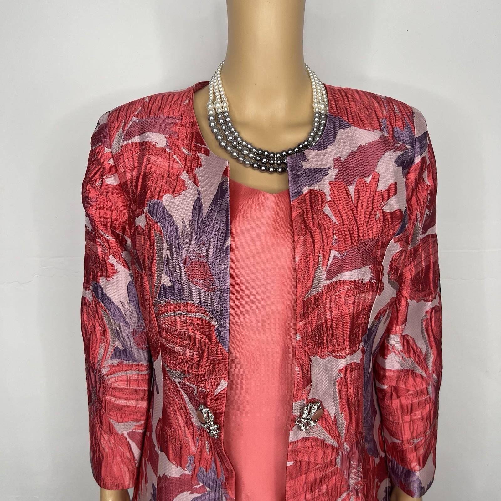 New Dorinda Clark Cole Dress Suit Coat Set 10 Violet Jacquard Rhinestone Party
