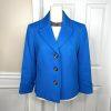 TAHARI ASL Polyester Spandex Blazer Size 8 Blue lined 3/4 Sleeves Notch Collar