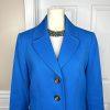 TAHARI ASL Polyester Spandex Blazer Size 8 Blue lined 3/4 Sleeves Notch Collar