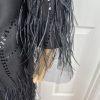 Rickie Freeman Teri Jon Silk Wool Skirt Suit 8 Sequin Feather Fringe  Lined 2PC