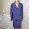 Le Suit Women Polyester Lycra Skirt Suit Size 18 Purple Peak Collar Lined 2PC