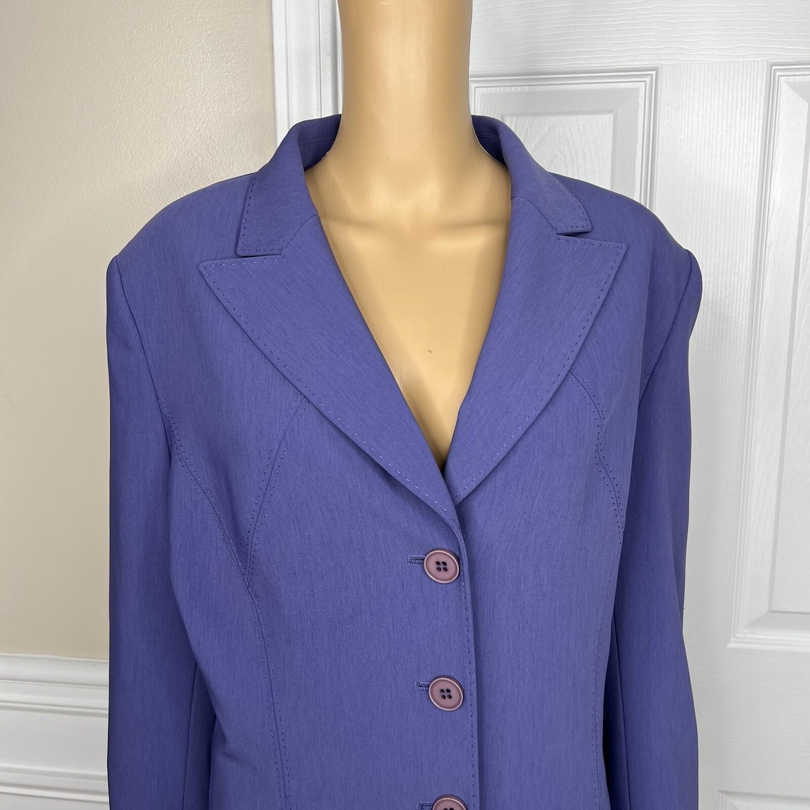 Le Suit Women Polyester Lycra Skirt Suit Size 18 Purple Peak Collar Lined 2PC