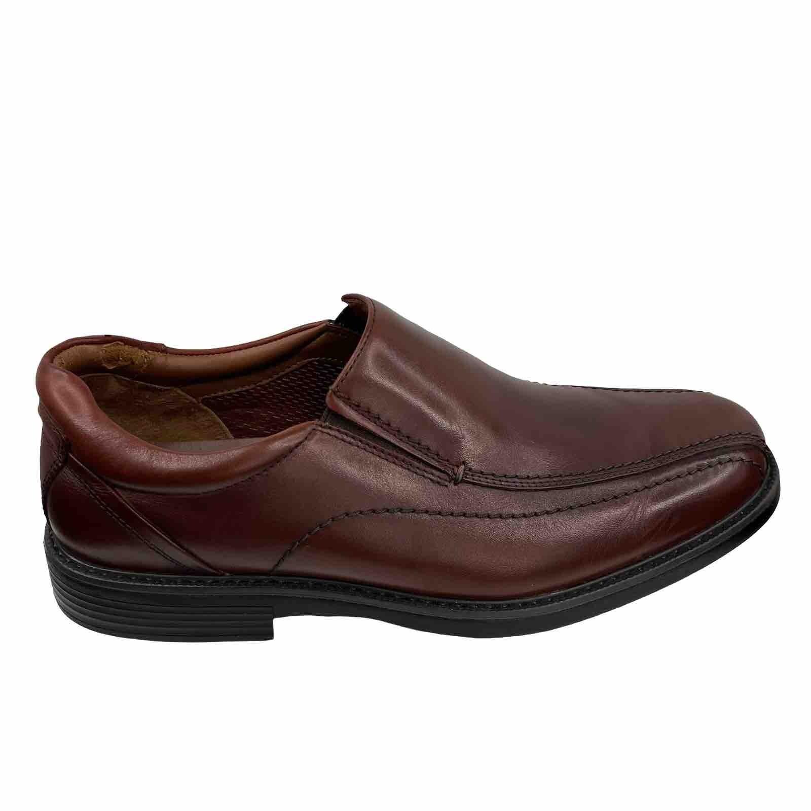 Johnson & Murphy Stanton Run Off Venetian Calfskin Shoes 11.5 XW Brown Leather
