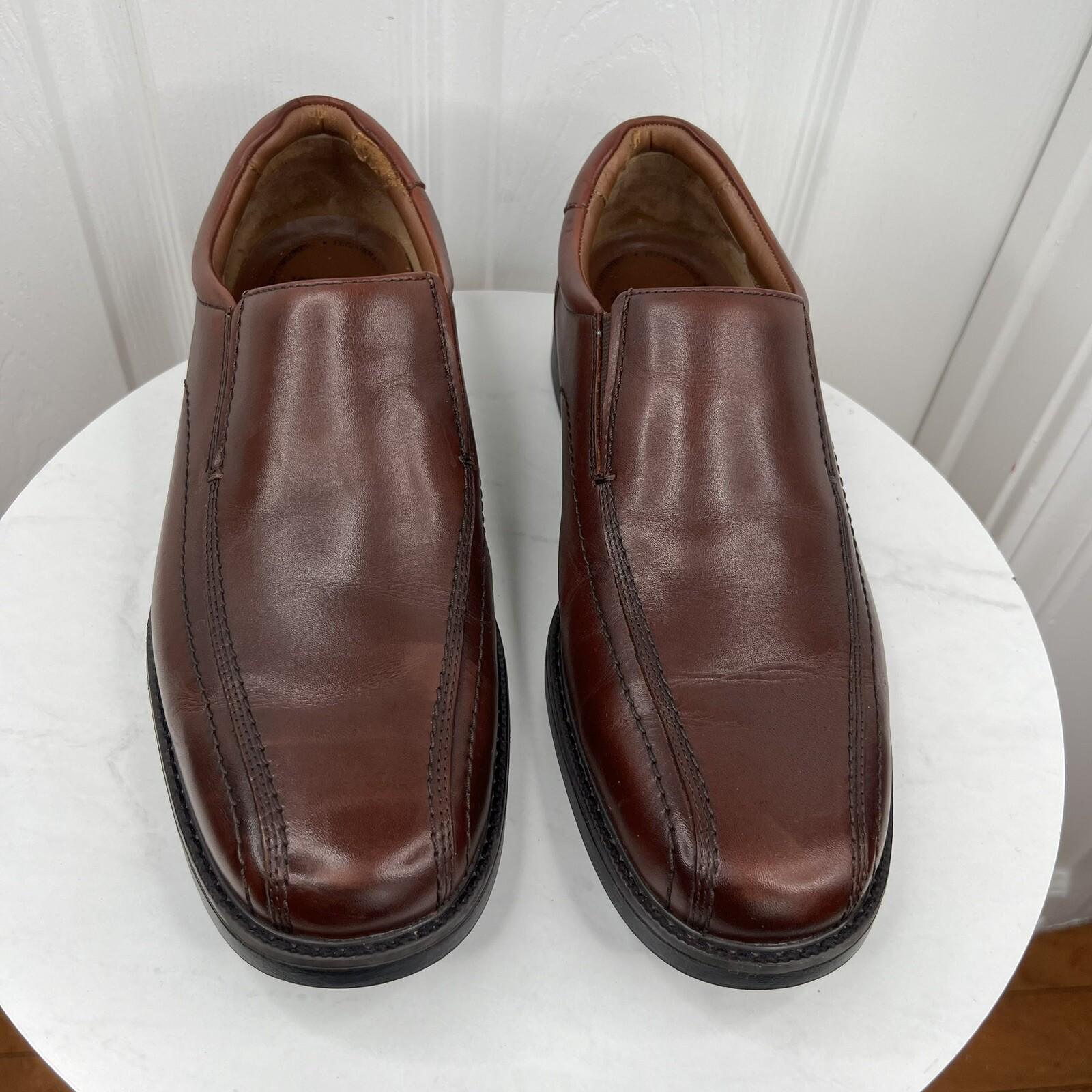 Johnson & Murphy Stanton Run Off Venetian Calfskin Shoes 11.5 XW Brown Leather
