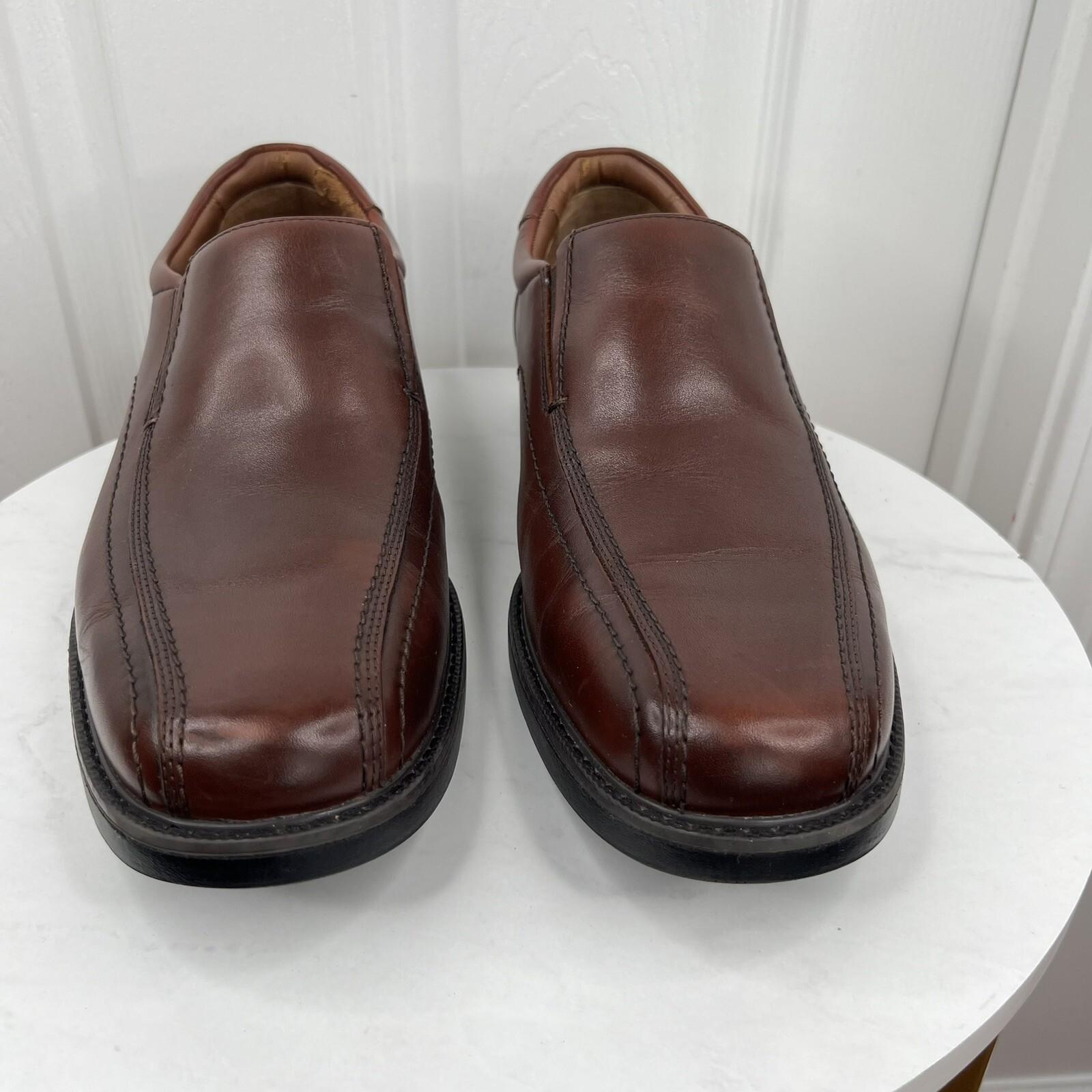 Johnson & Murphy Stanton Run Off Venetian Calfskin Shoes 11.5 XW Brown Leather