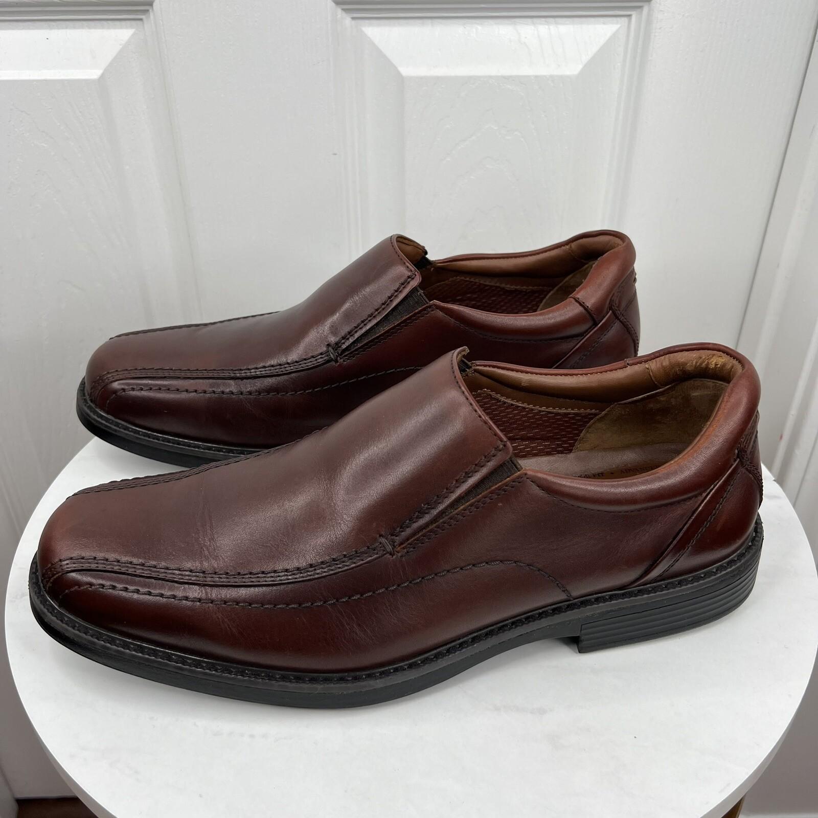 Johnson & Murphy Stanton Run Off Venetian Calfskin Shoes 11.5 XW Brown Leather