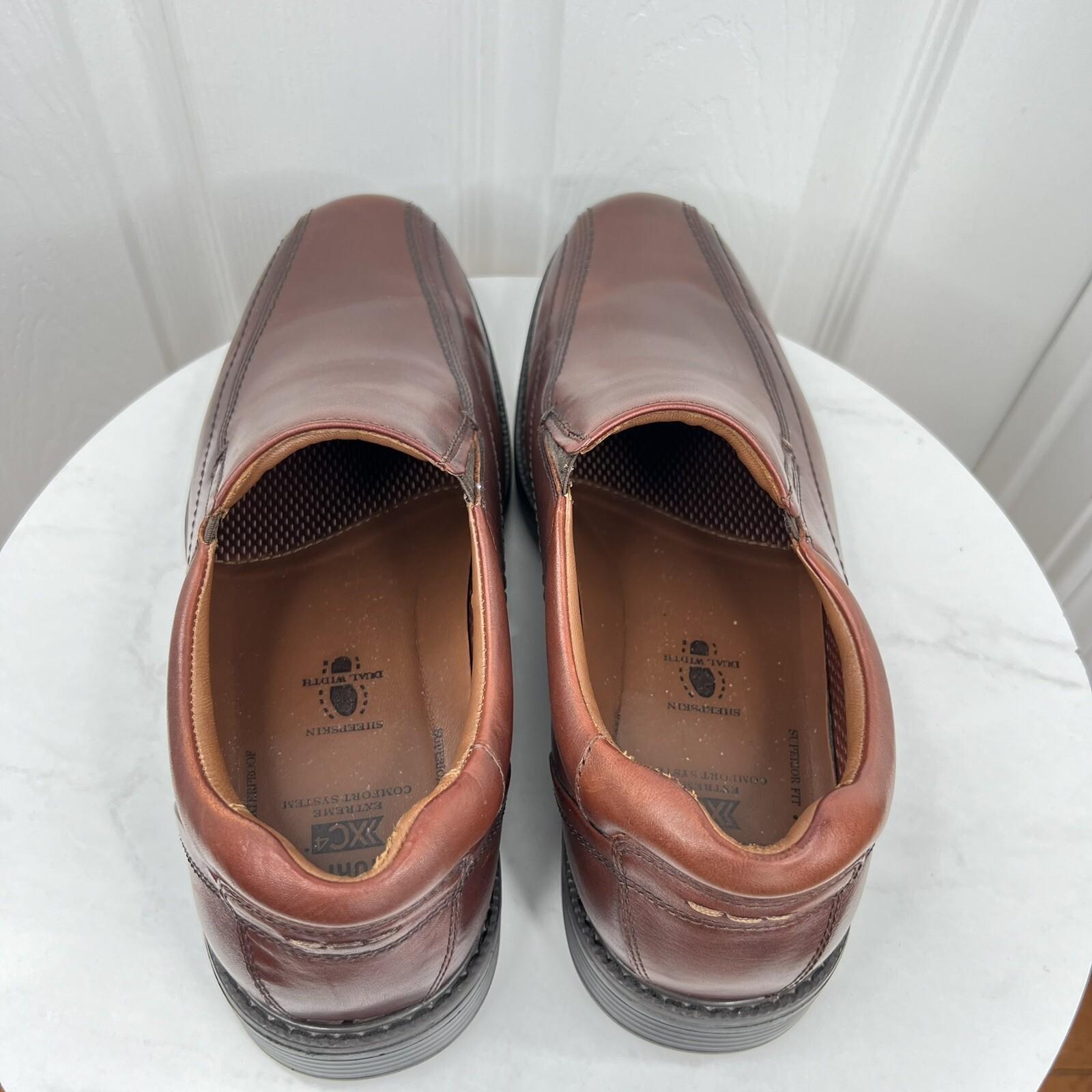 Johnson & Murphy Stanton Run Off Venetian Calfskin Shoes 11.5 XW Brown Leather