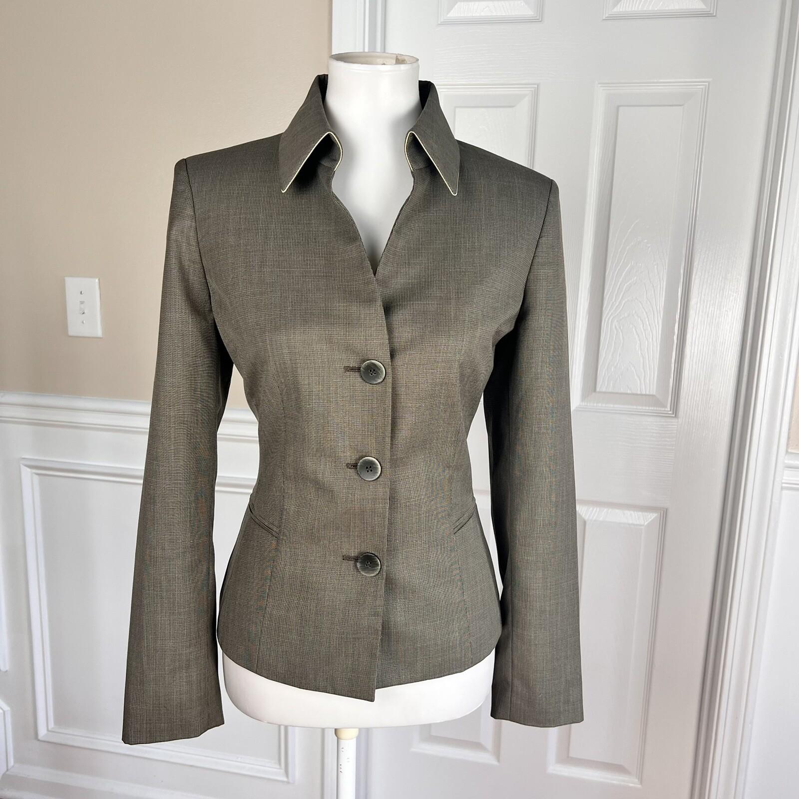 Kasper Women Polyester Rayon Spandex Blazer Size 8 Green Lined Career