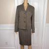 EVAN PICONE Women 2PC Mocha Polyester Lined Career Cocktail Skirt Suit Size 12