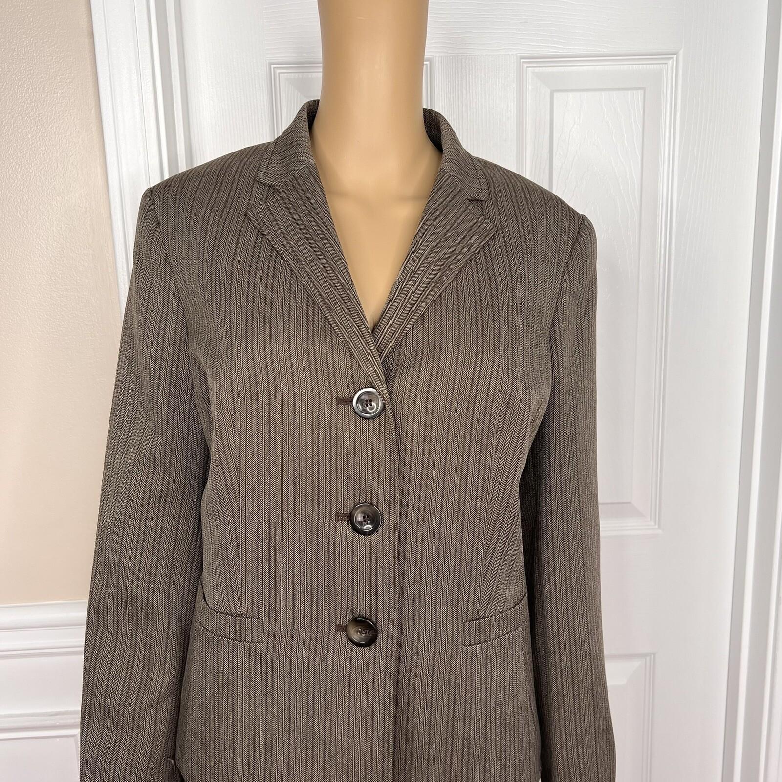 EVAN PICONE Women 2PC Mocha Polyester Lined Career Cocktail Skirt Suit Size 12