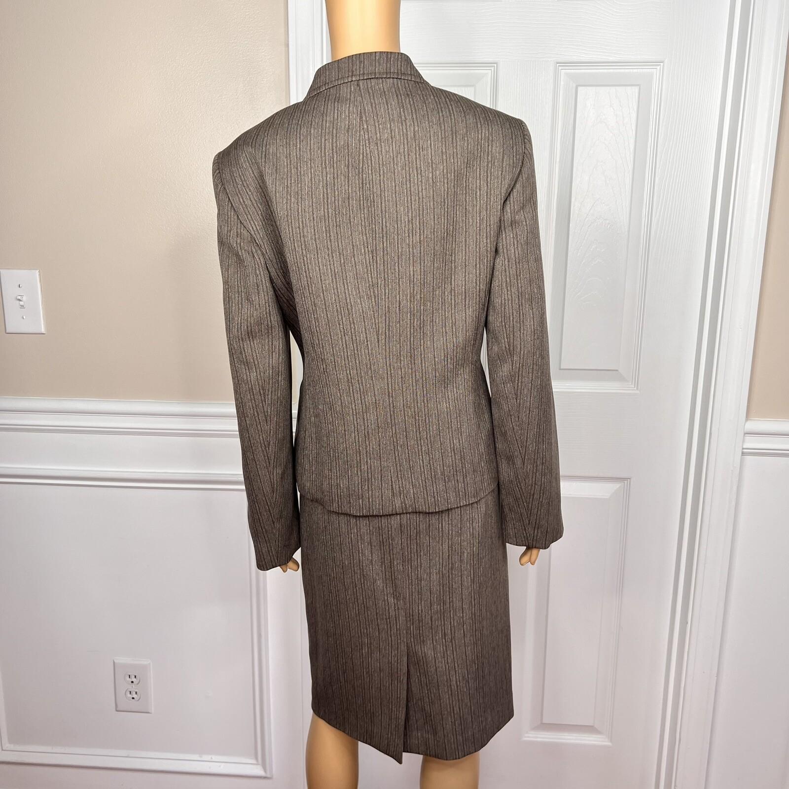 EVAN PICONE Women 2PC Mocha Polyester Lined Career Cocktail Skirt Suit Size 12