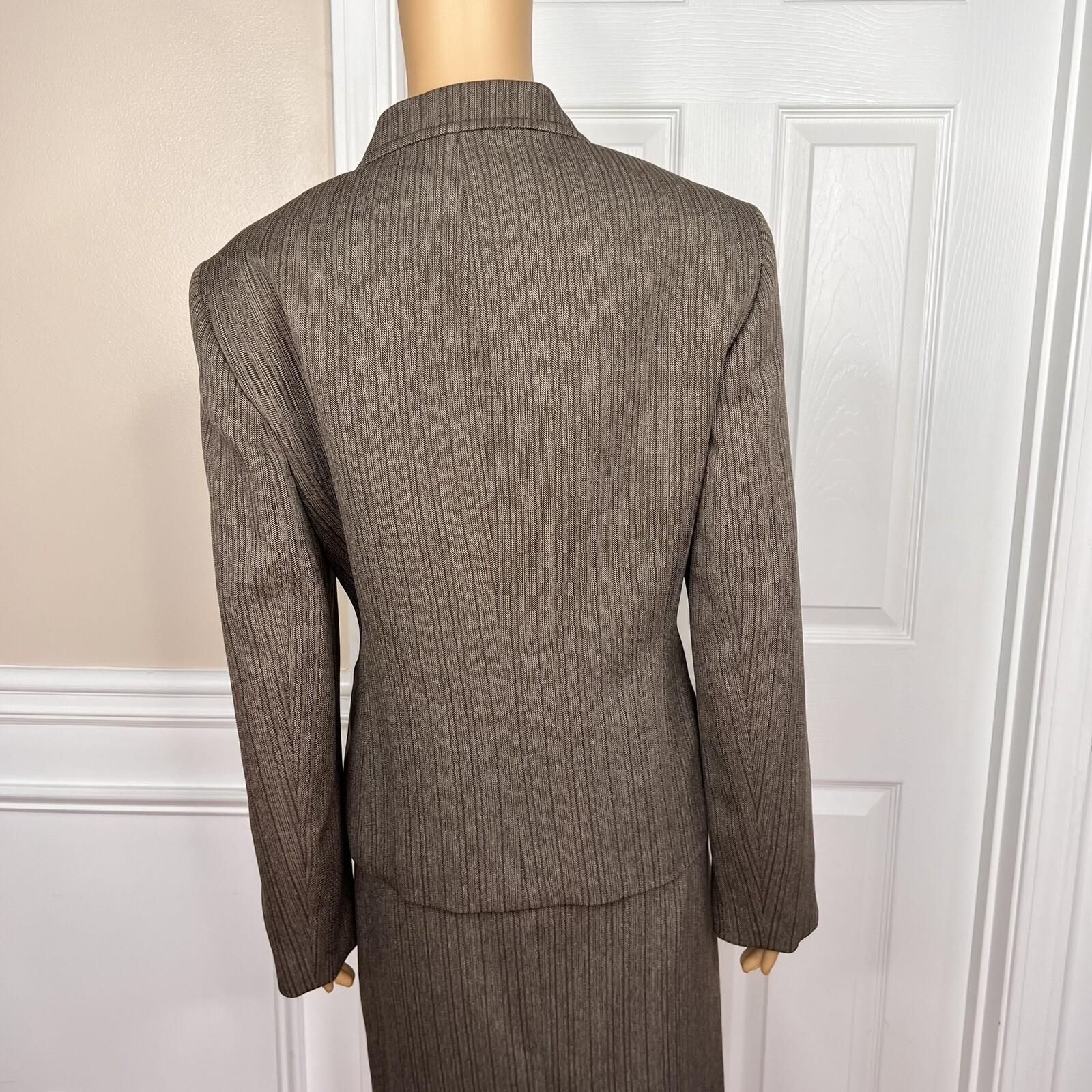 EVAN PICONE Women 2PC Mocha Polyester Lined Career Cocktail Skirt Suit Size 12