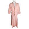 KASPER Rose Pink Linen Rayon Open Front Embroidered Skirt (Sz 10) Suit (Sz 12)