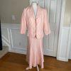 KASPER Rose Pink Linen Rayon Open Front Embroidered Skirt (Sz 10) Suit (Sz 12)