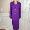 Nicole Nites Polyester Skirt Suit Size 10 Purple Beaded Shawl Collar 2PC
