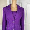 Nicole Nites Polyester Skirt Suit Size 10 Purple Beaded Shawl Collar 2PC