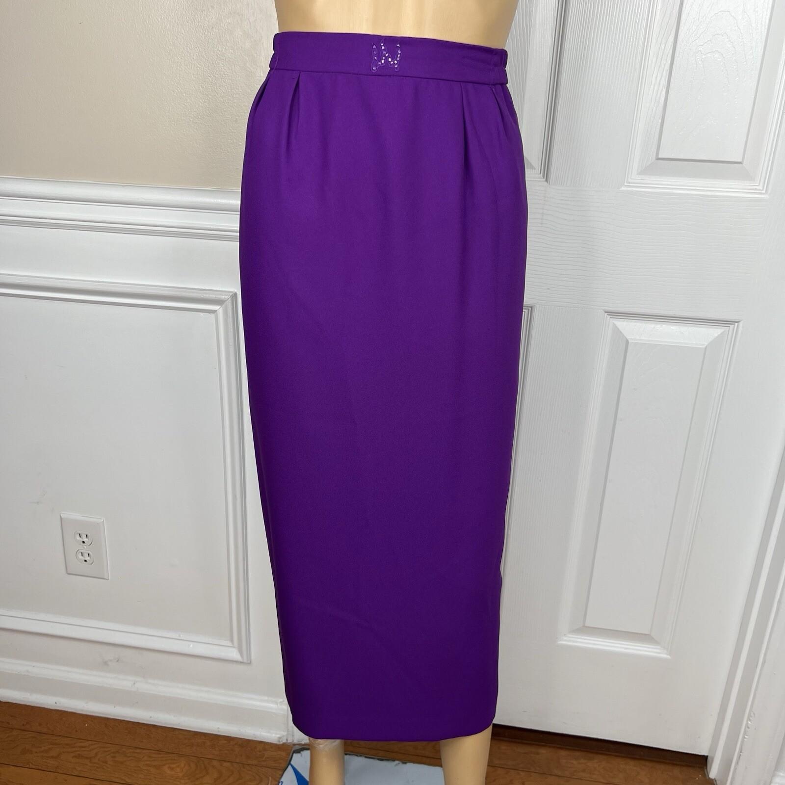 Nicole Nites Polyester Skirt Suit Size 10 Purple Beaded Shawl Collar 2PC