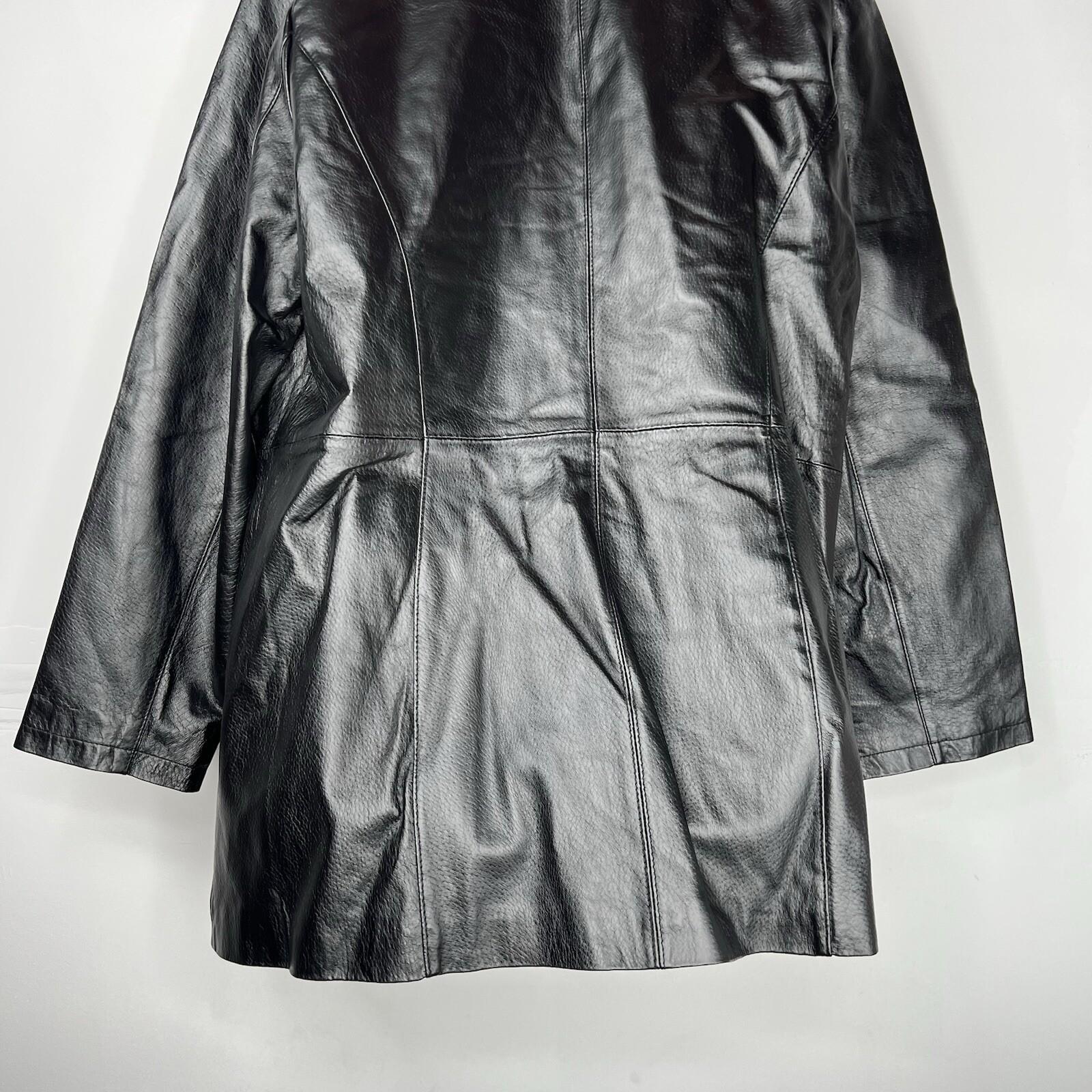 Jessica London Leather Jacket 22W 2 in 1 Removable Faux Collar Full Zip Chic