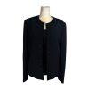 10-3770.jpg KASPER 2PC Black Beaded Polyester Lined Open Front Blazer Top Set Size 10