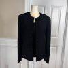 10-3771.jpg KASPER 2PC Black Beaded Polyester Lined Open Front Blazer Top Set Size 10