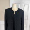 10-3772.jpg KASPER 2PC Black Beaded Polyester Lined Open Front Blazer Top Set Size 10