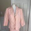 KASPER Rose Pink Linen Rayon Open Front Embroidered Skirt (Sz 10) Suit (Sz 12)