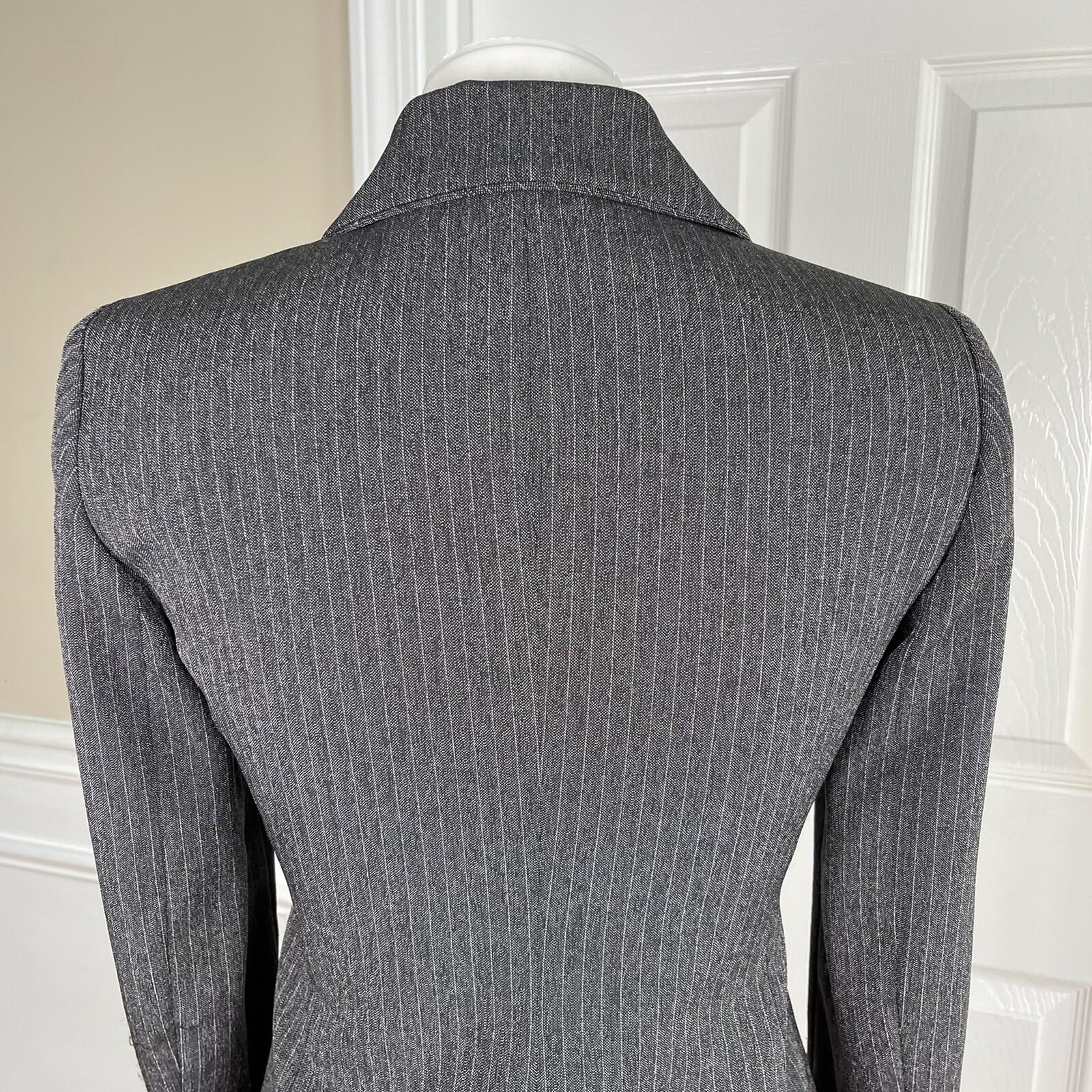 EVAN PICONE 2PC Gray Striped Stretch Polyester Blend Lined Skirt Suit Size 2P