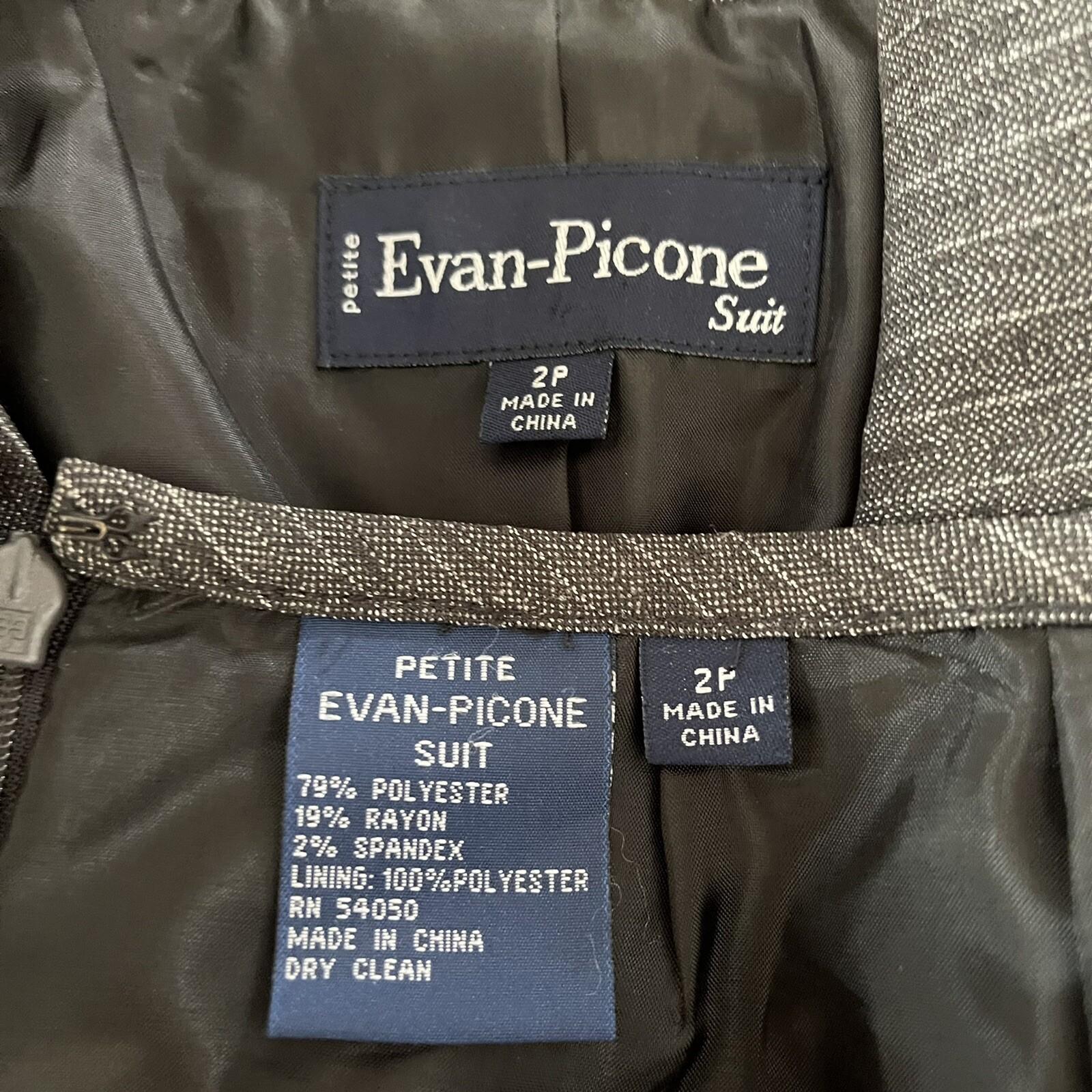 EVAN PICONE 2PC Gray Striped Stretch Polyester Blend Lined Skirt Suit Size 2P